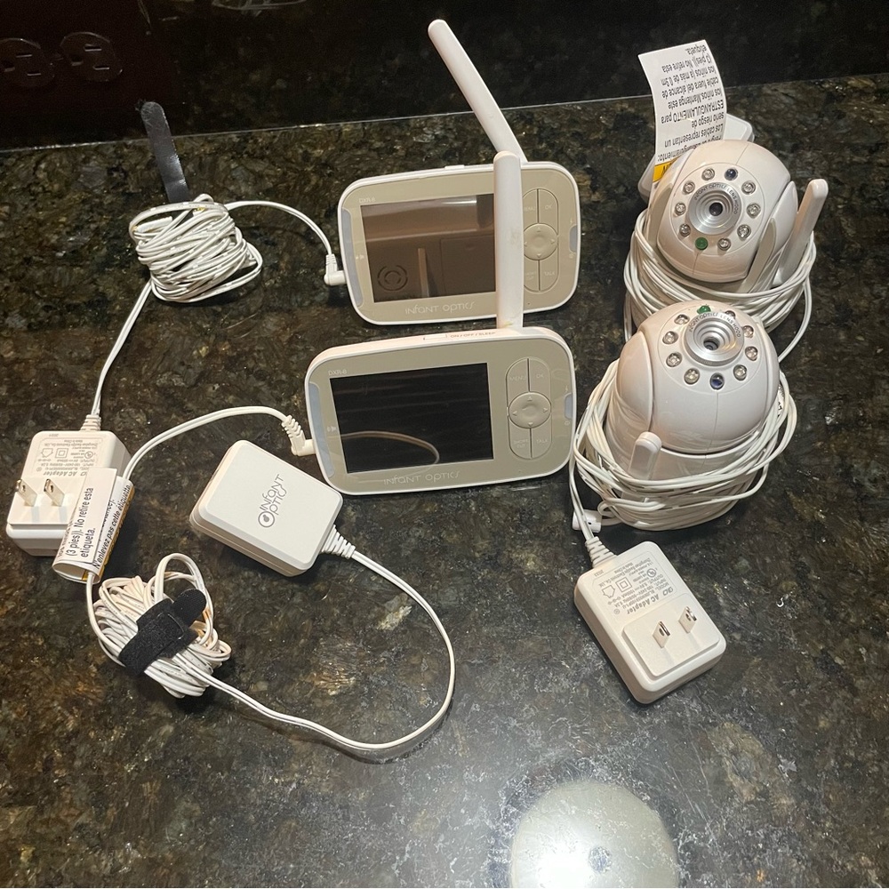 Two Identical Baby Monitor Cameras with displays, Infant Optics